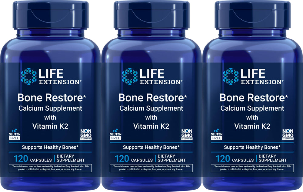 Life Extension Bone Restore bottle with calcium and Vitamin K2 for bone support