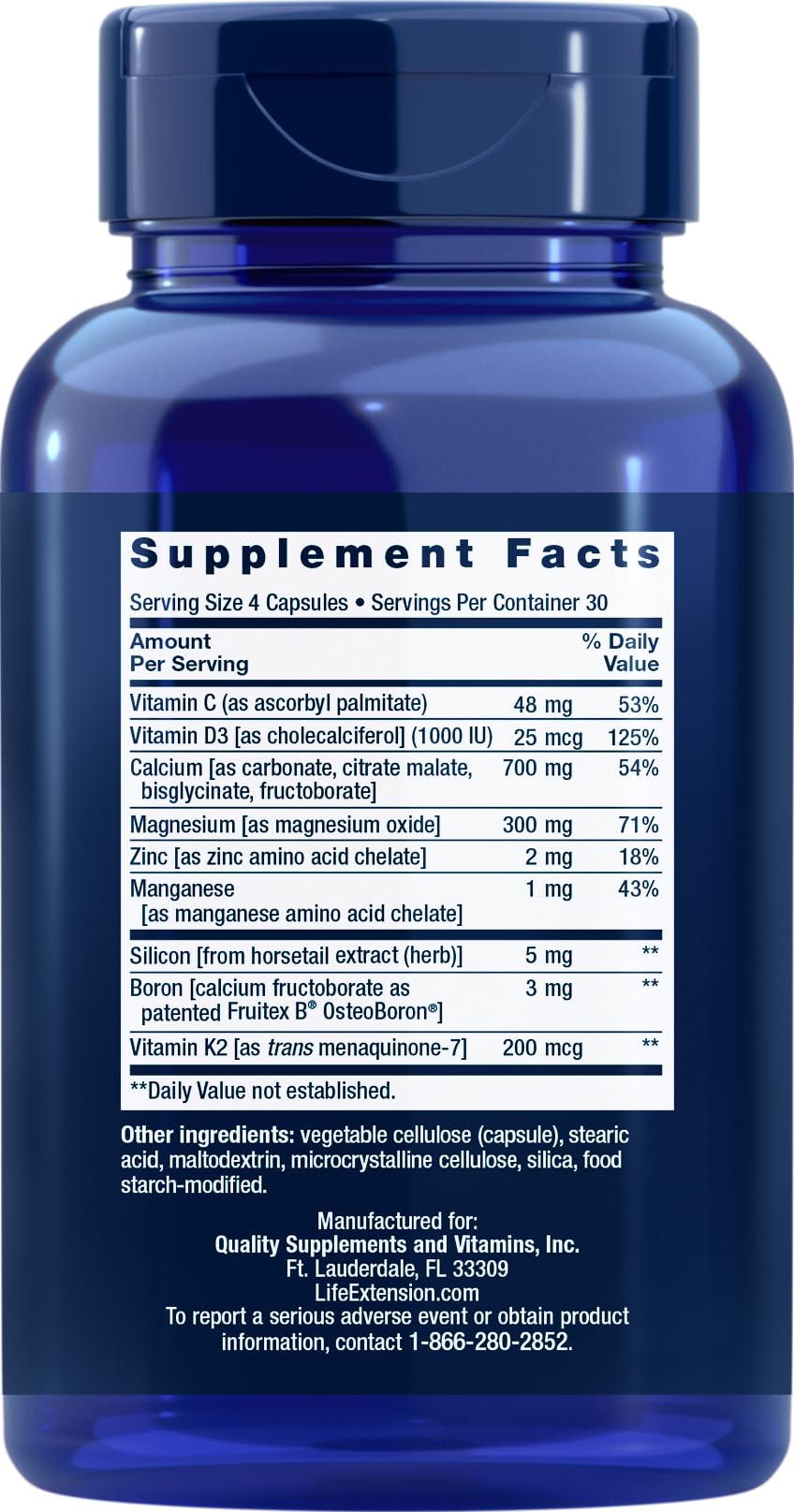 Life Extension Bone Restore capsules highlighting calcium blend for healthy bone maintenance