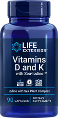 Life Extension D and K with Sea-Iodine bottle shown for daily supplementation.