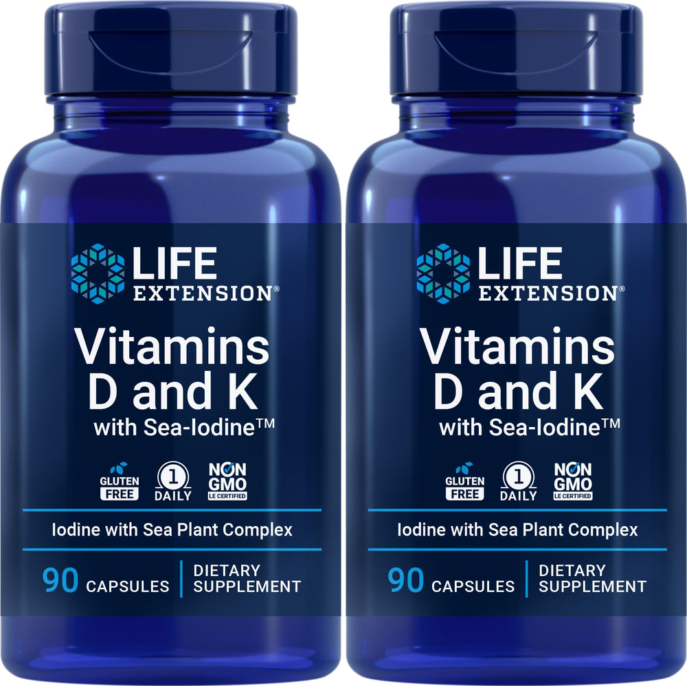 Life Extension D-K Sea-Iodine bottle shows label for daily dosing.