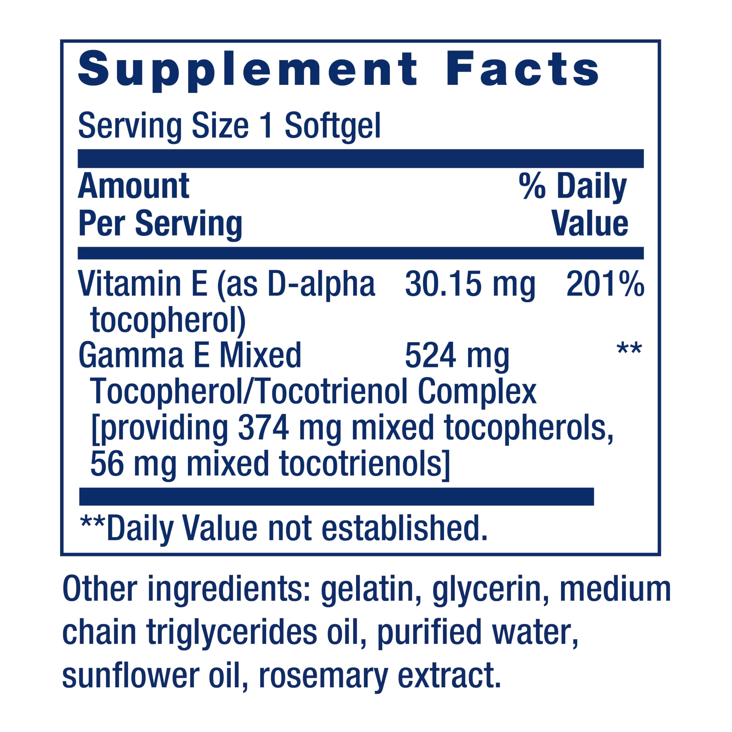 Life Extension Gamma E softgel capsules closeup highlights easy daily supplementation.