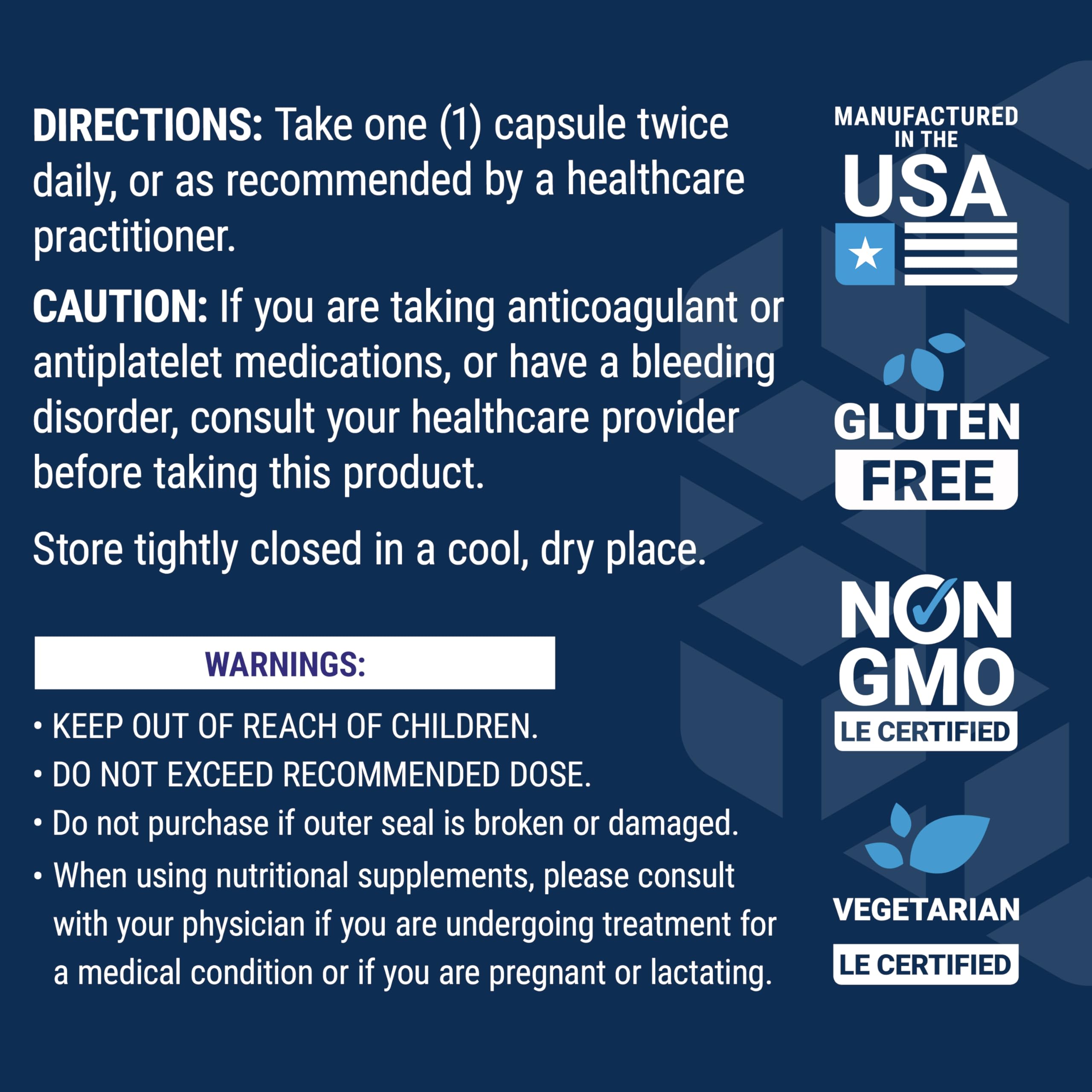 Life Extension Ginkgo Biloba USA-made seal indicating quality control.