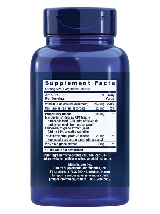 Life Extension Grapeseed Extract capsules ready for daily antioxidant nutrition.