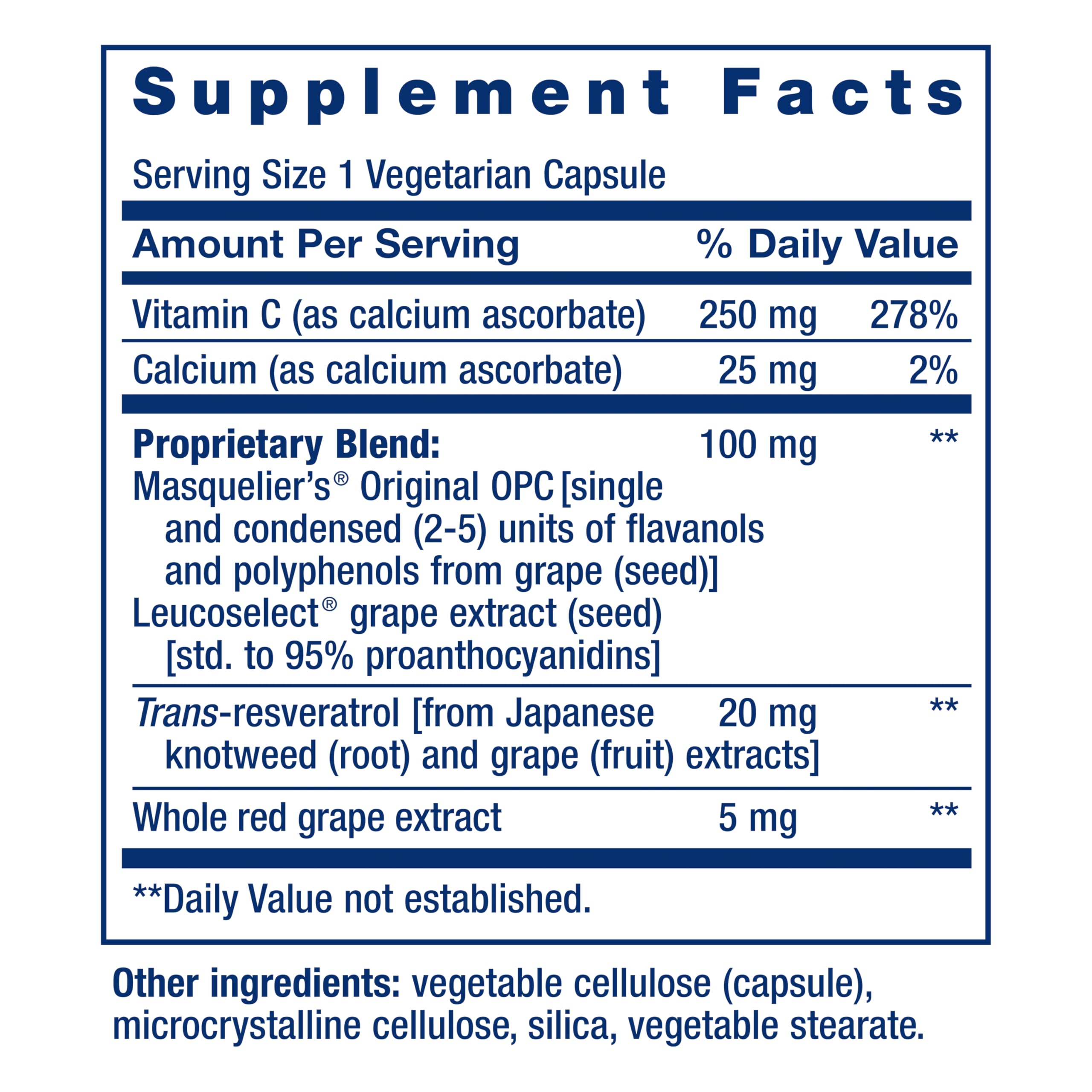 Life Extension Grapeseed Extract label highlighting non-GMO and gluten-free quality.