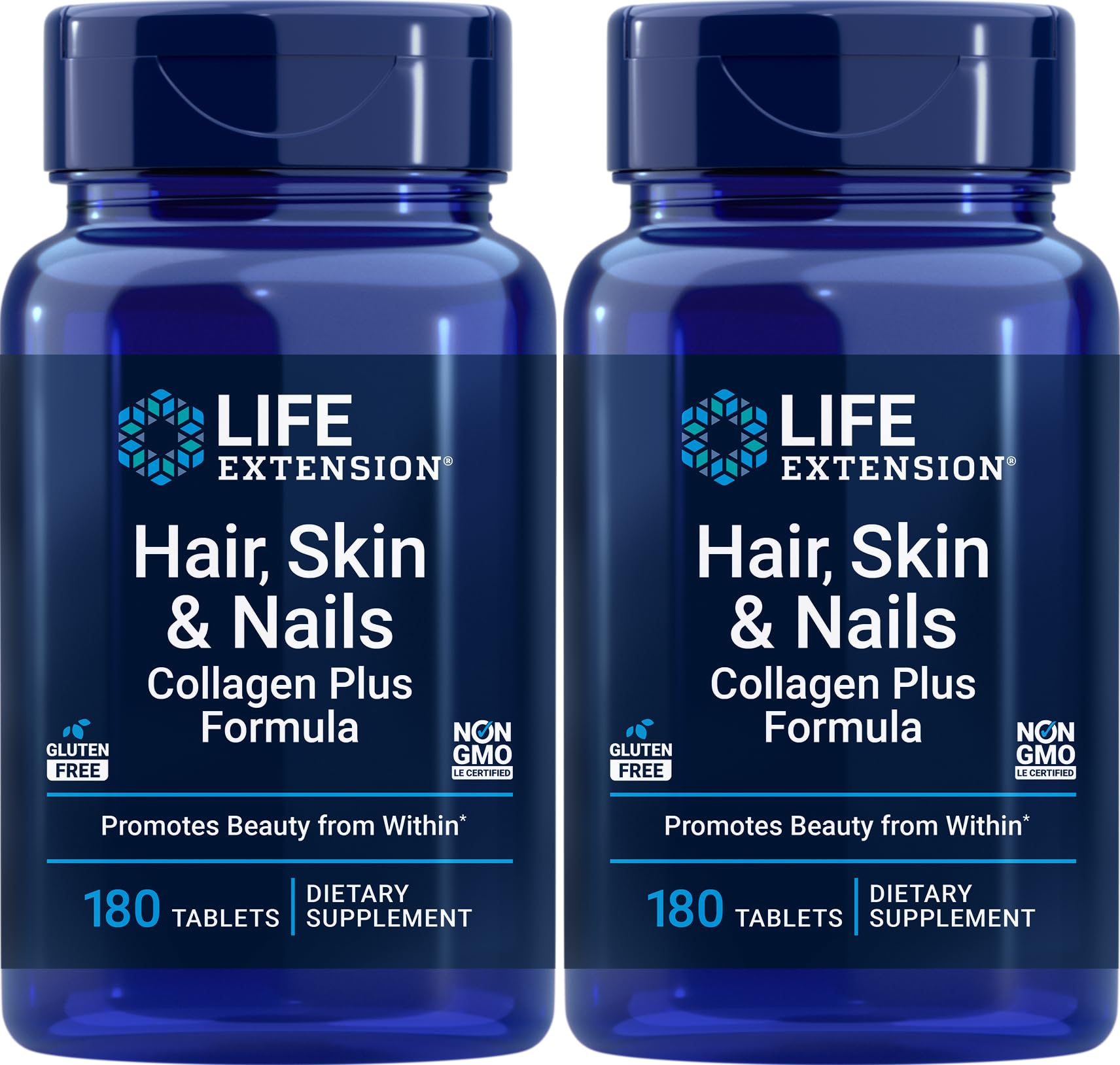 Life Extension Hair, Skin & Nails Collagen Plus Bottle may support healthy hair, skin, and nails