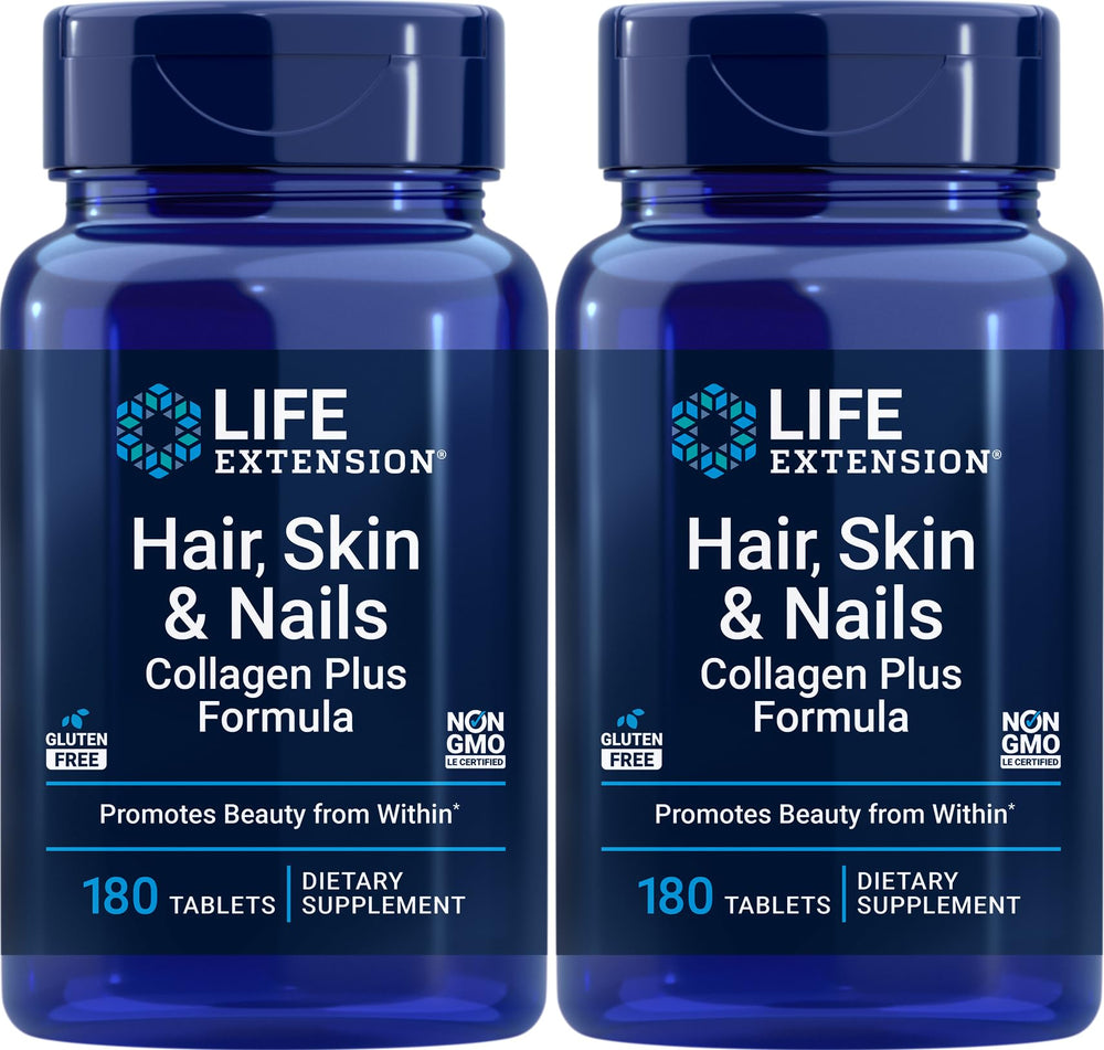 Life Extension Hair, Skin & Nails Collagen Plus Bottle may support healthy hair, skin, and nails