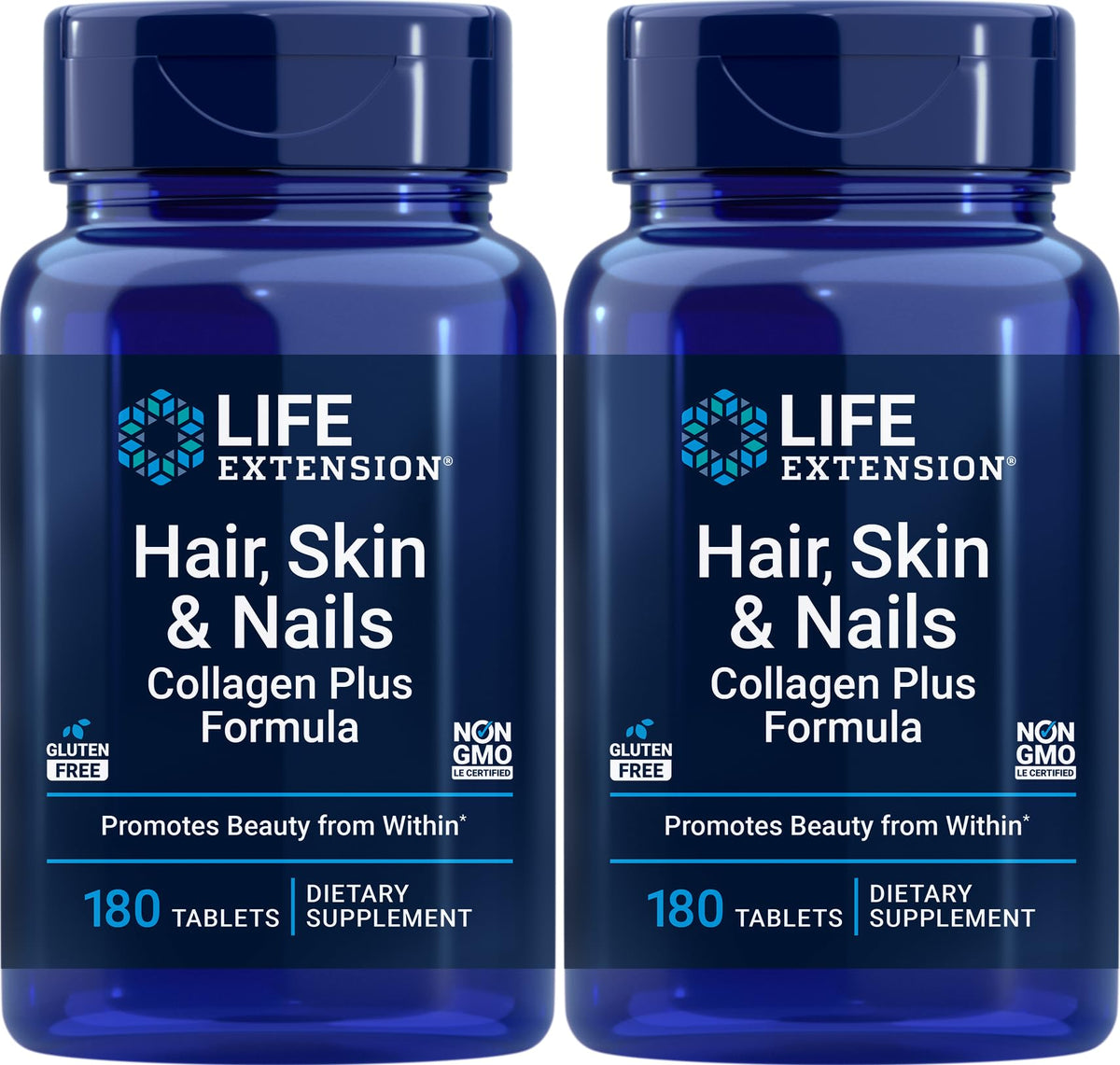 Life Extension Hair, Skin & Nails Collagen Plus Bottle may support healthy hair, skin, and nails