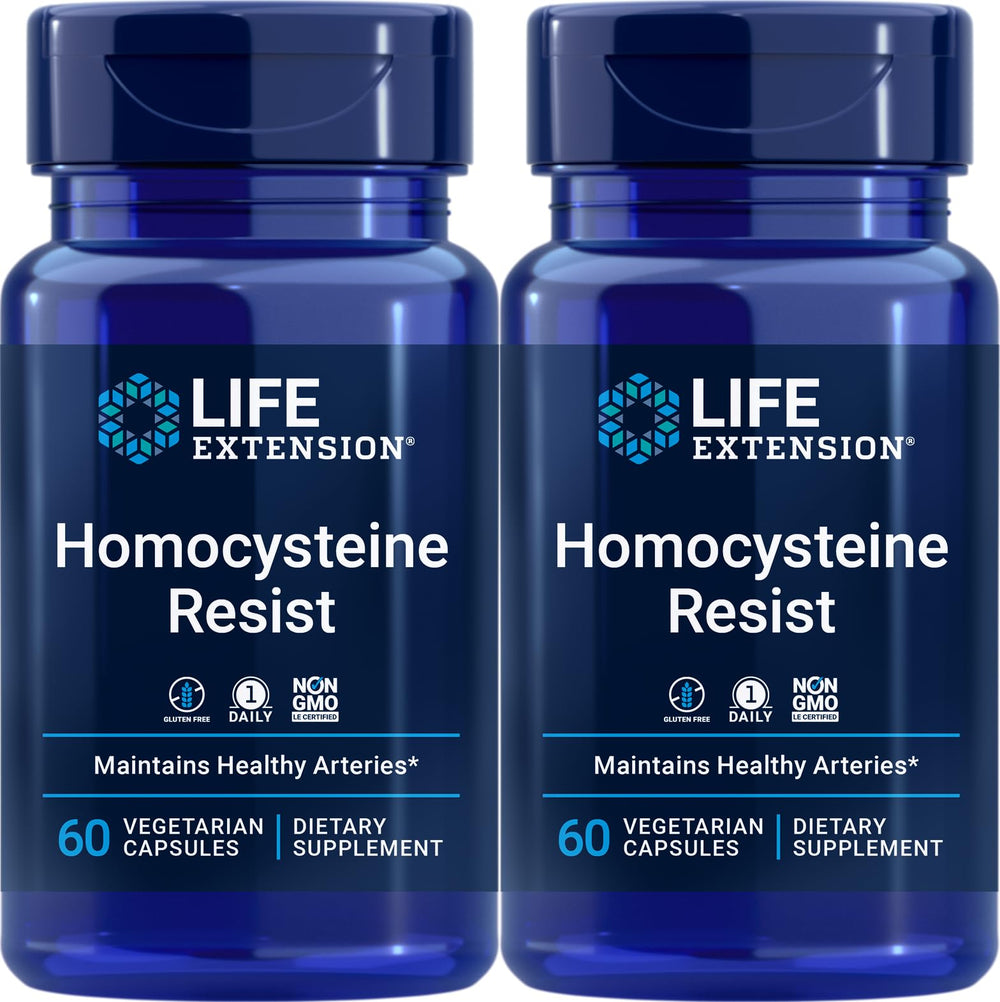 Life Extension Homocysteine Resist bottle front with vegetarian capsules