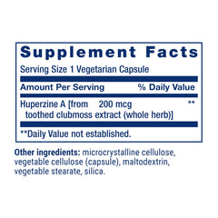 Life Extension Huperzine A label front highlights gluten-free and non-GMO quality