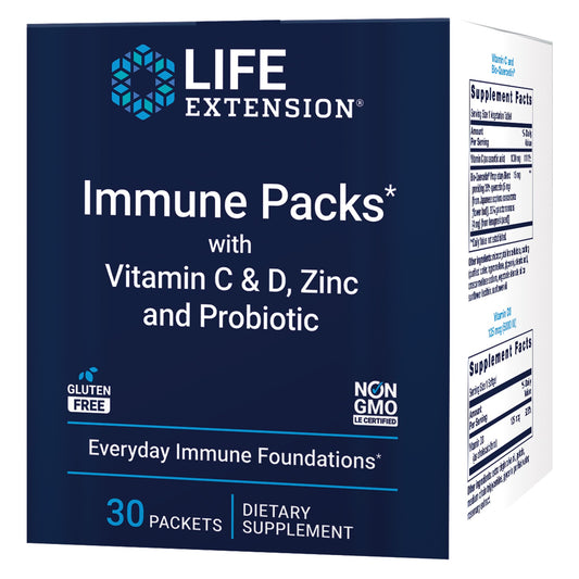 Life Extension Immune Packs box front, a convenient monthly immune support kit.