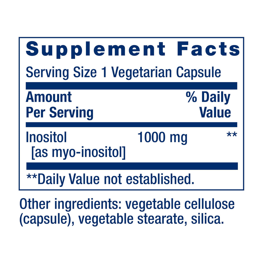 Life Extension Inositol Caps capsules close-up for daily metabolism support.