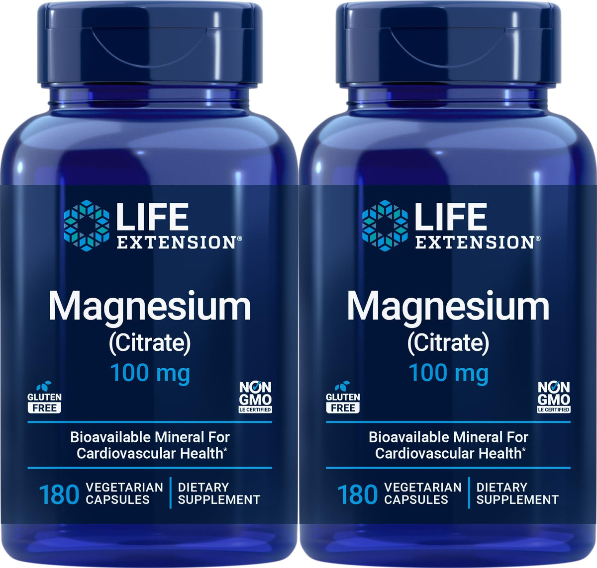 Life Extension Magnesium Citrate 100 mg bottle supports normal muscle function.