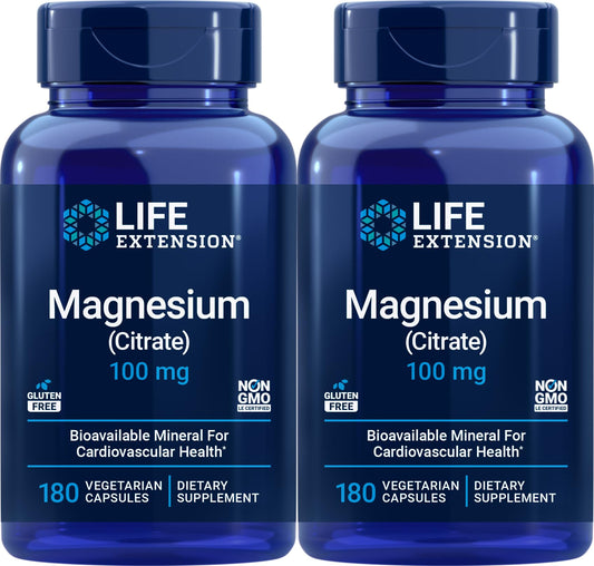 Life Extension Magnesium Citrate 100 mg bottle supports normal muscle function.