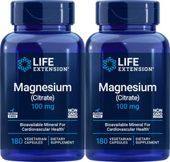 Life Extension Magnesium Citrate 100 mg bottle supports normal muscle function.