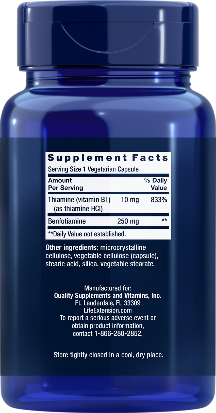 Life Extension Mega Benfotiamine capsules ready for daily supplementation