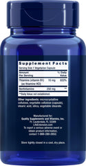 Life Extension Mega Benfotiamine capsules ready for daily supplementation