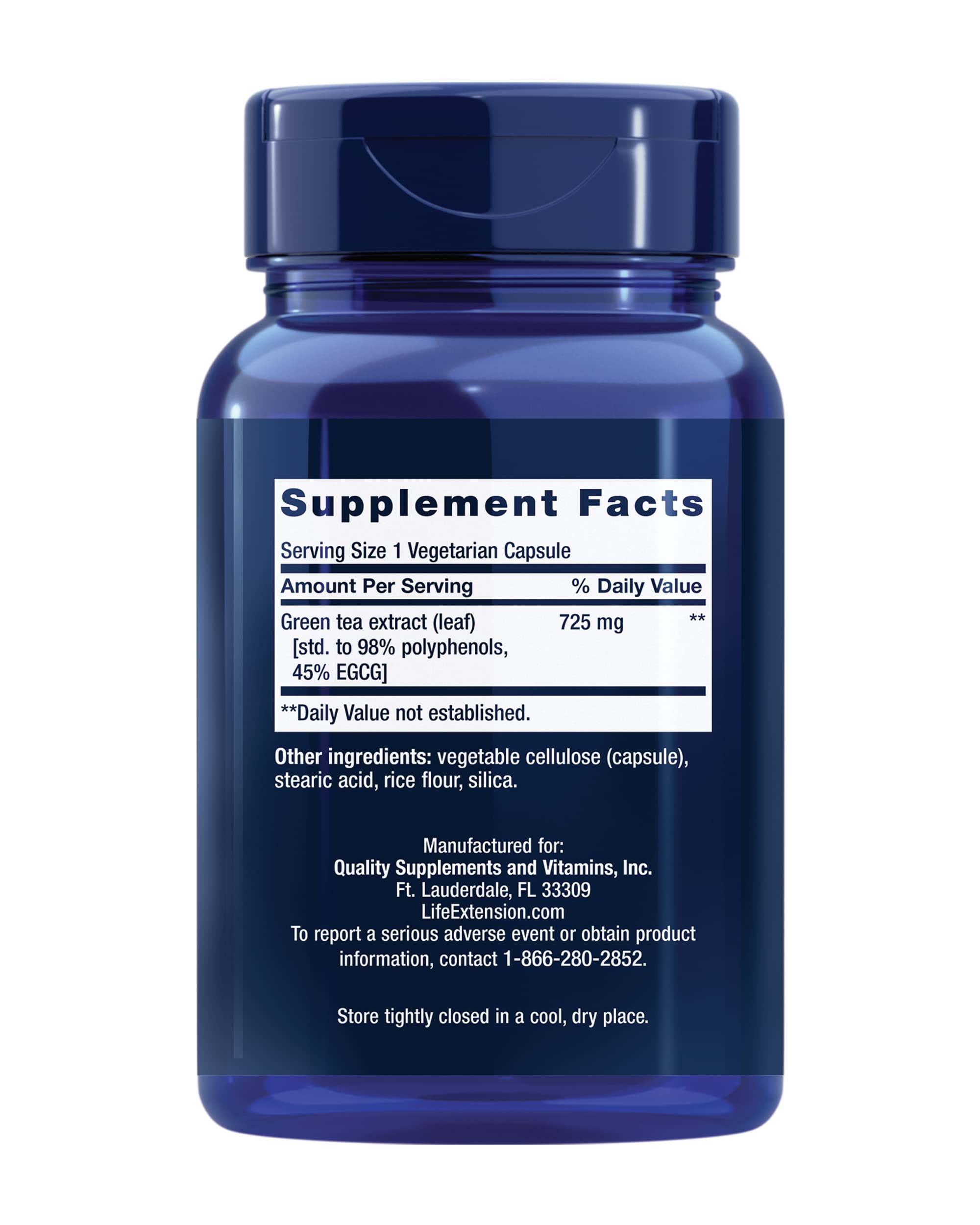 Capsules of Life Extension Mega Green Tea Extract offering high polyphenols per capsule.