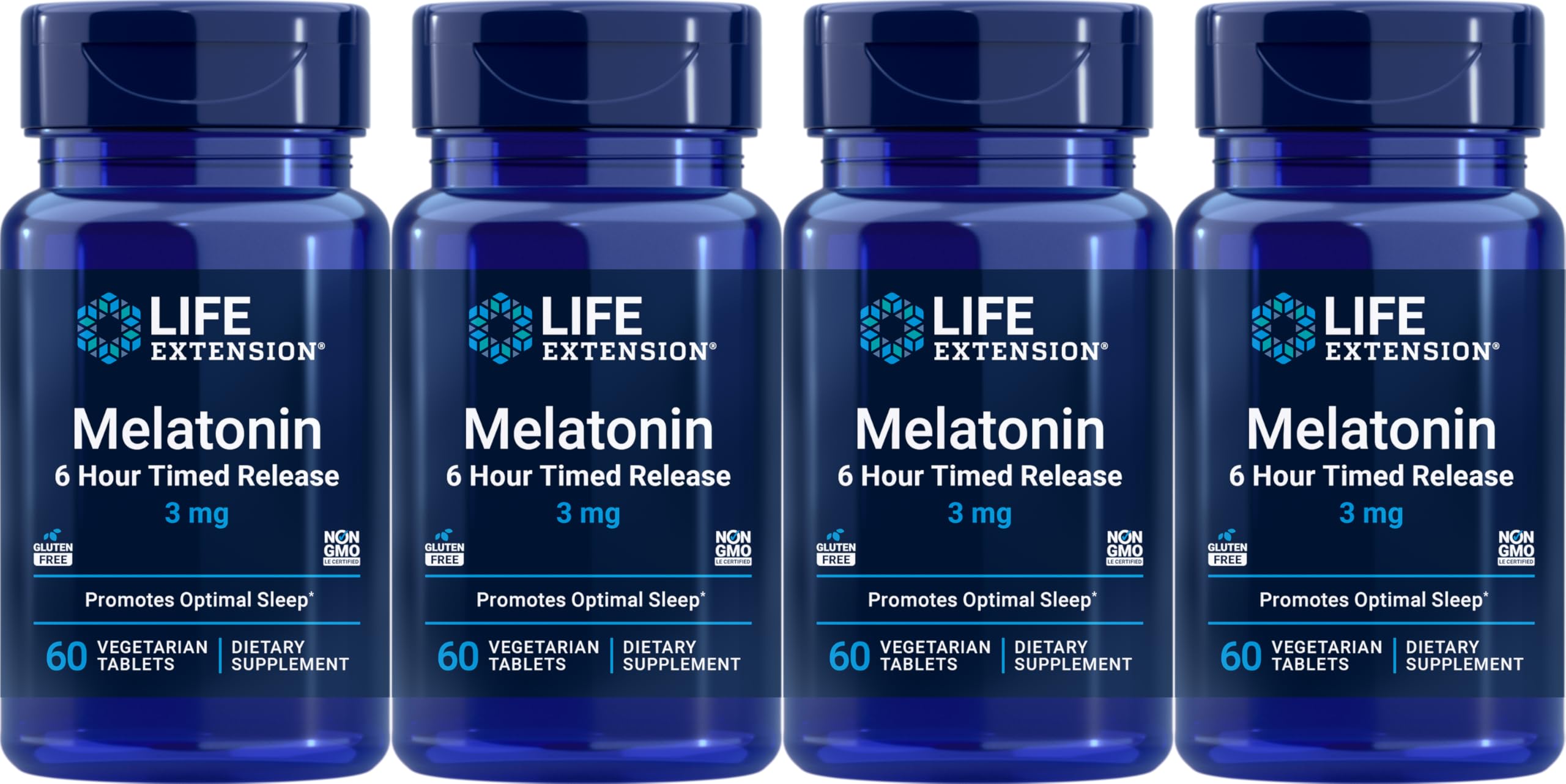 Life Extension Melatonin 6 Hour Timed Release bottle pour supports gradual sleep onset