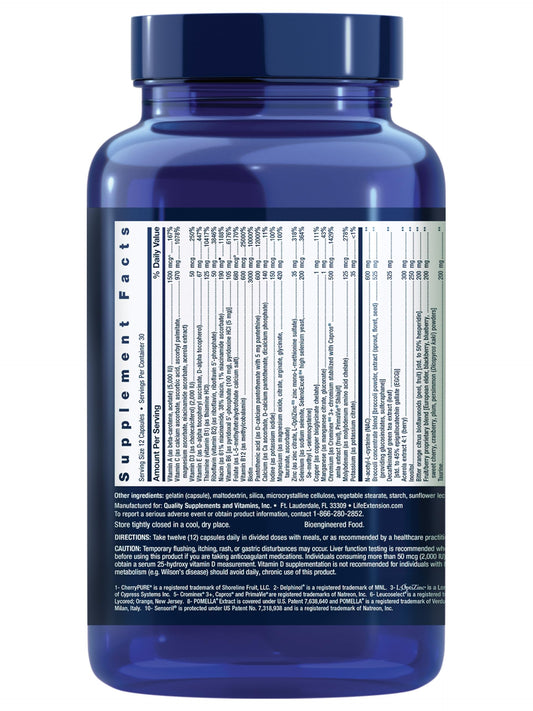 Life Extension Mix capsules bottle sideview – easy daily routine for wellness.