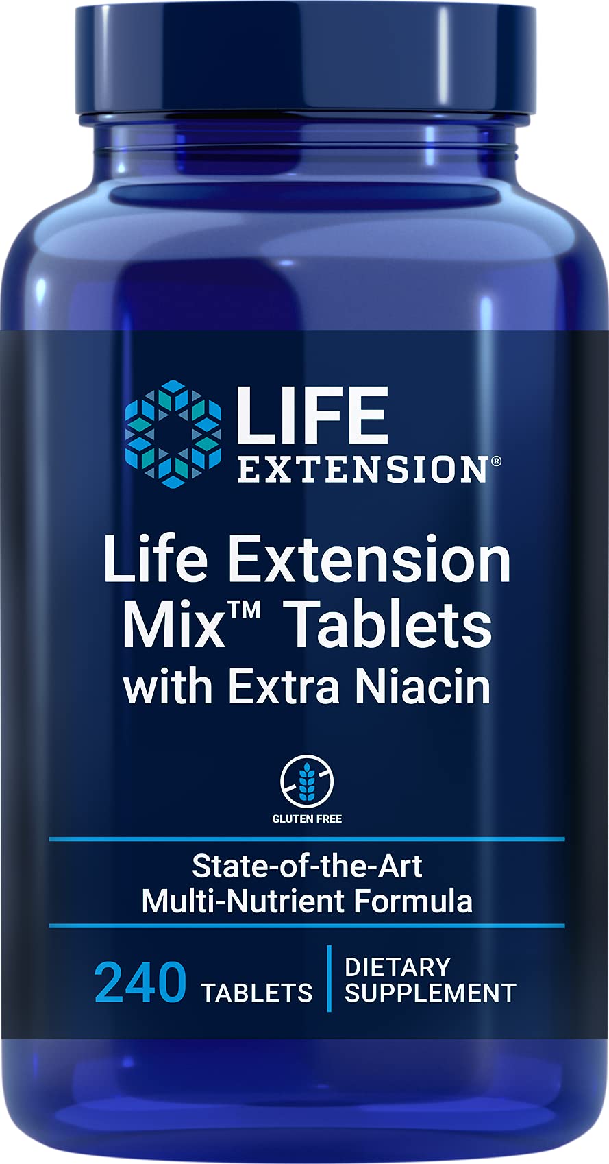 Life Extension Mix extra niacin tablets bottle; supports energy production and healthy aging