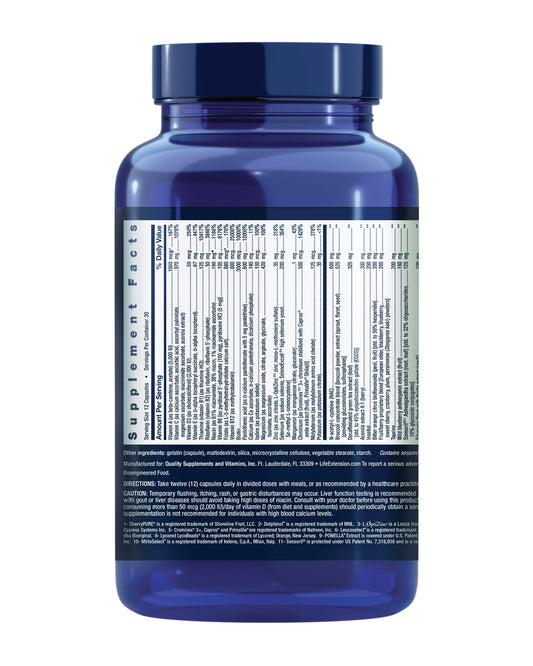 Life Extension Mix capsules close-up highlighting high potency nutrients for wellness.