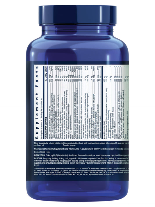 Life Extension Mix without Copper tablets closeup highlights high-potency vitamins and minerals for daily support.