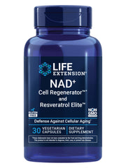 Life Extension NAD+ Cell Regenerator bottle on shelf highlights premium packaging for healthy aging