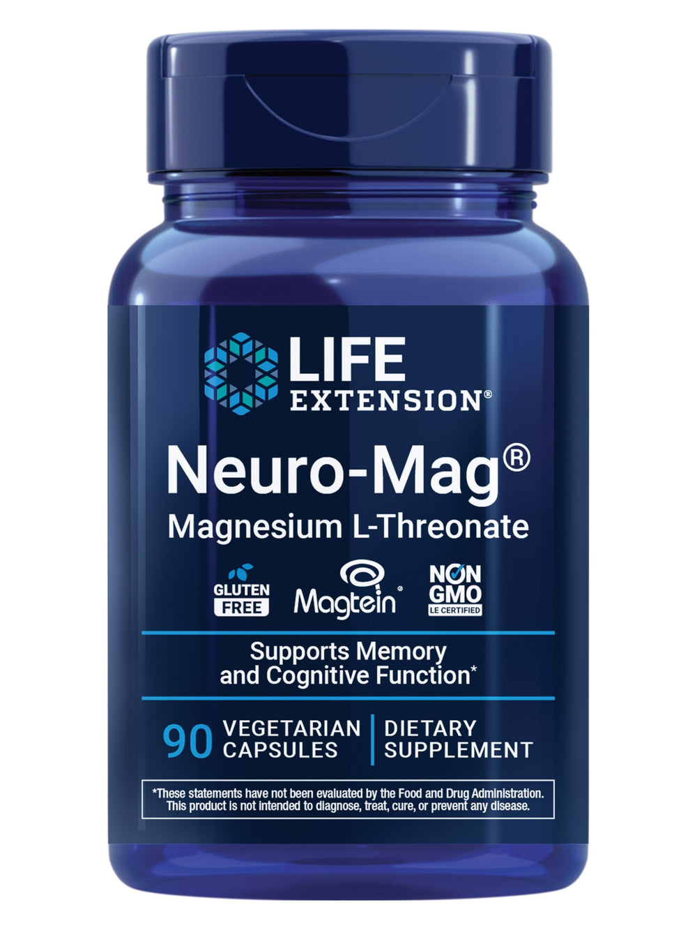 Life Extension Neuro-Mag bottle-front showing cognitive support focus.