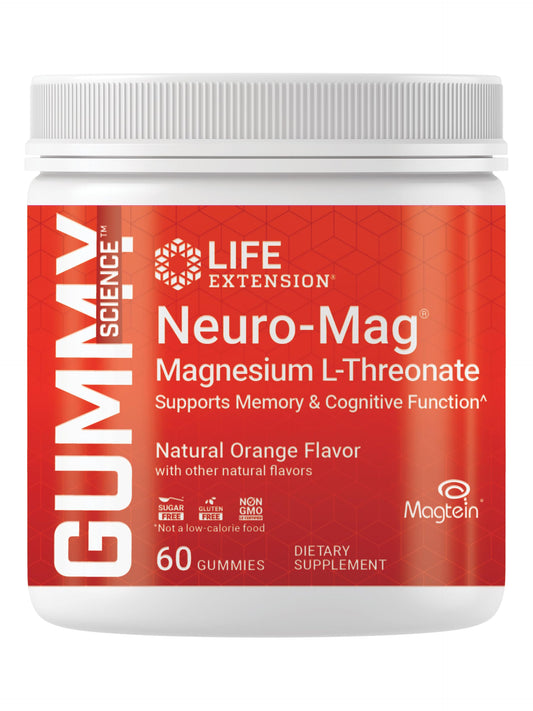 Life Extension Neuro-Mag bottle on shelf highlighting convenient memory support.