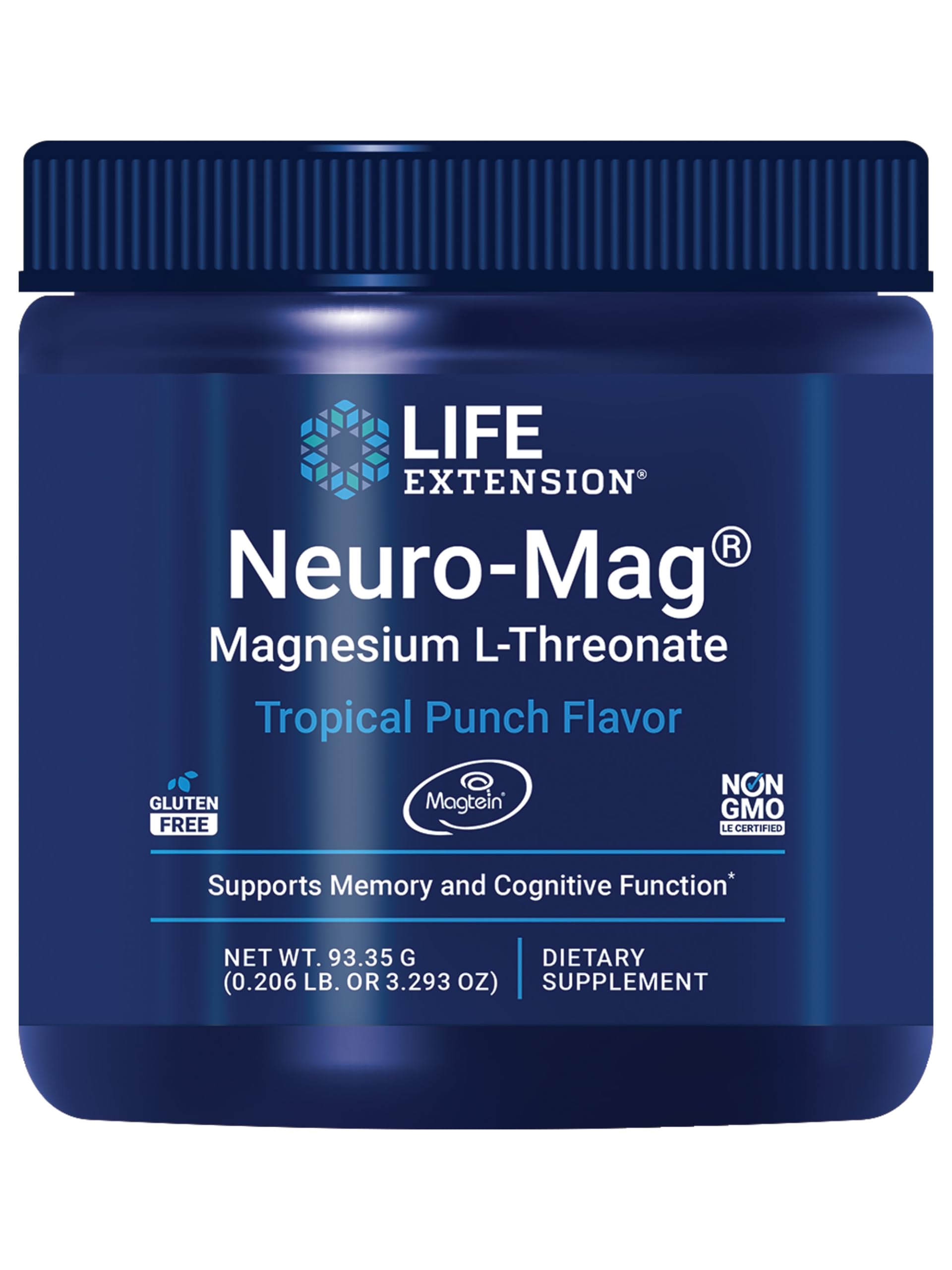 Life Extension Neuro-Mag Tropical Punch bottle with ultra-absorbable magnesium formula visible