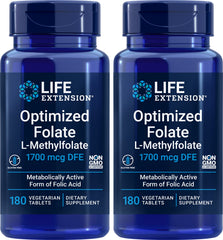 Life Extension Optimized Folate bottle front highlights the 5-MTHF formulation.