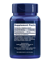 Life Extension PS Caps packaging close-up highlights ingredients and potential benefits.