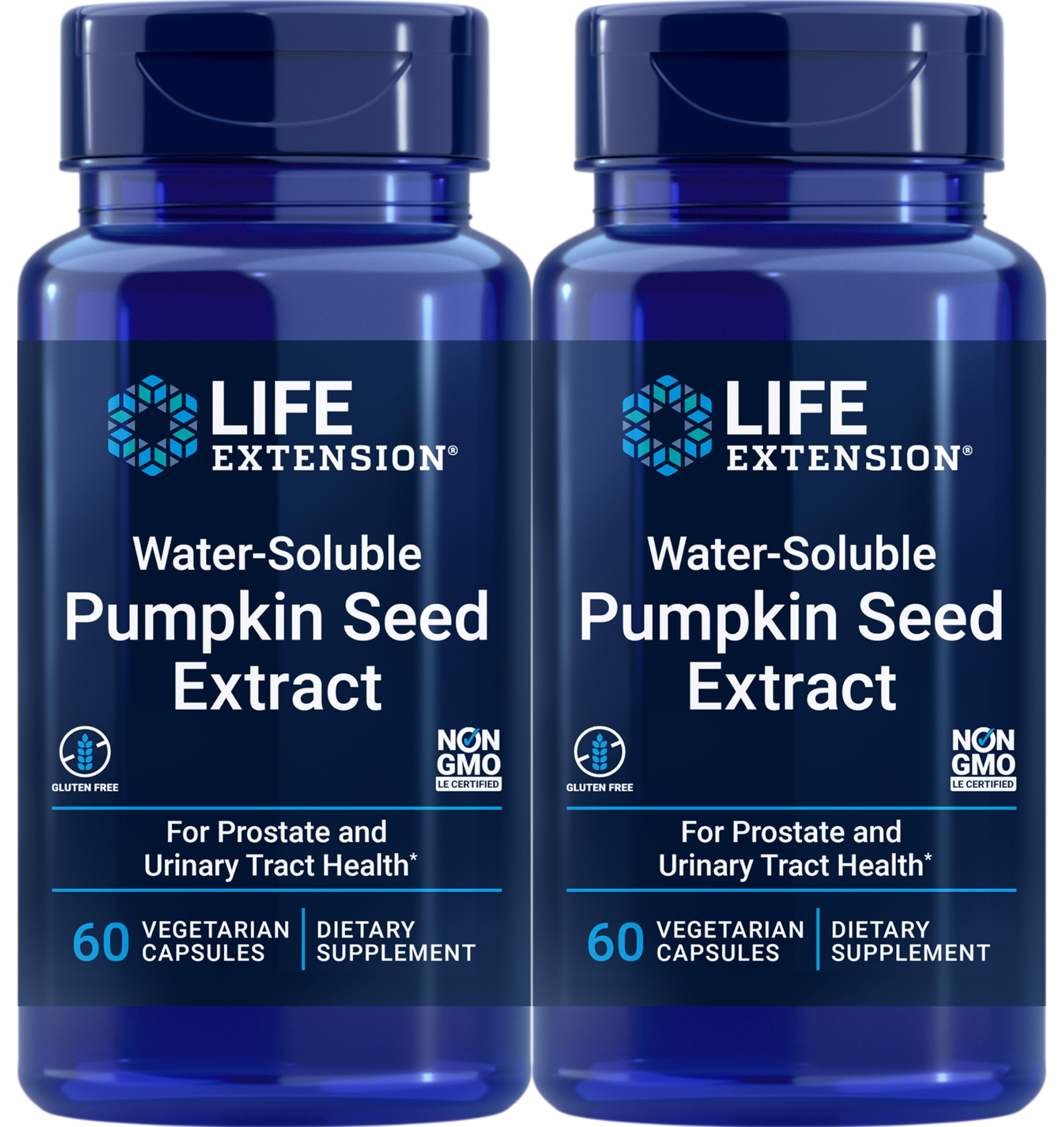 Life Extension Water-Soluble Pumpkin Seed Extract bottle for daily wellness support.