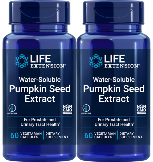 Life Extension Water-Soluble Pumpkin Seed Extract bottle for daily wellness support.