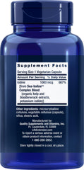 Life Extension Sea Iodine bottle side view with easy-to-swallow capsules.