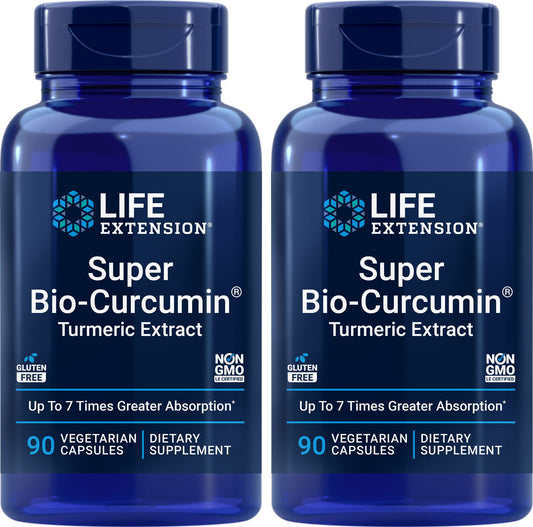 Life Extension Super Bio-Curcumin bottle front shows premium turmeric formula.