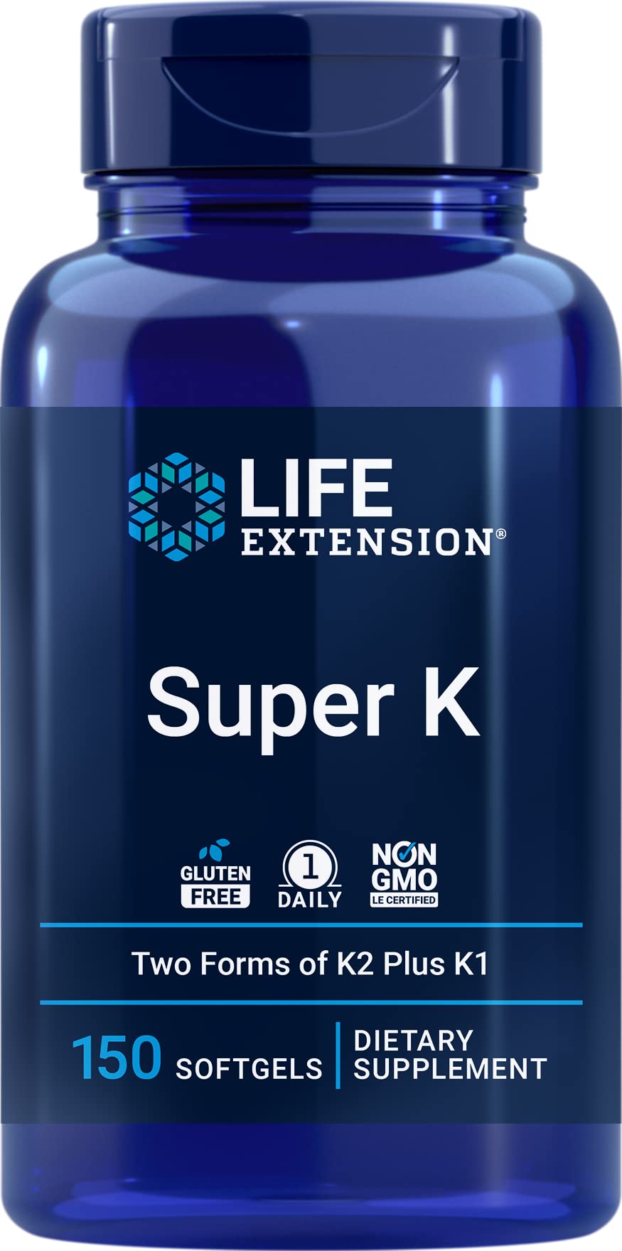 Life Extension Super K bottle front view for daily vitamin K support