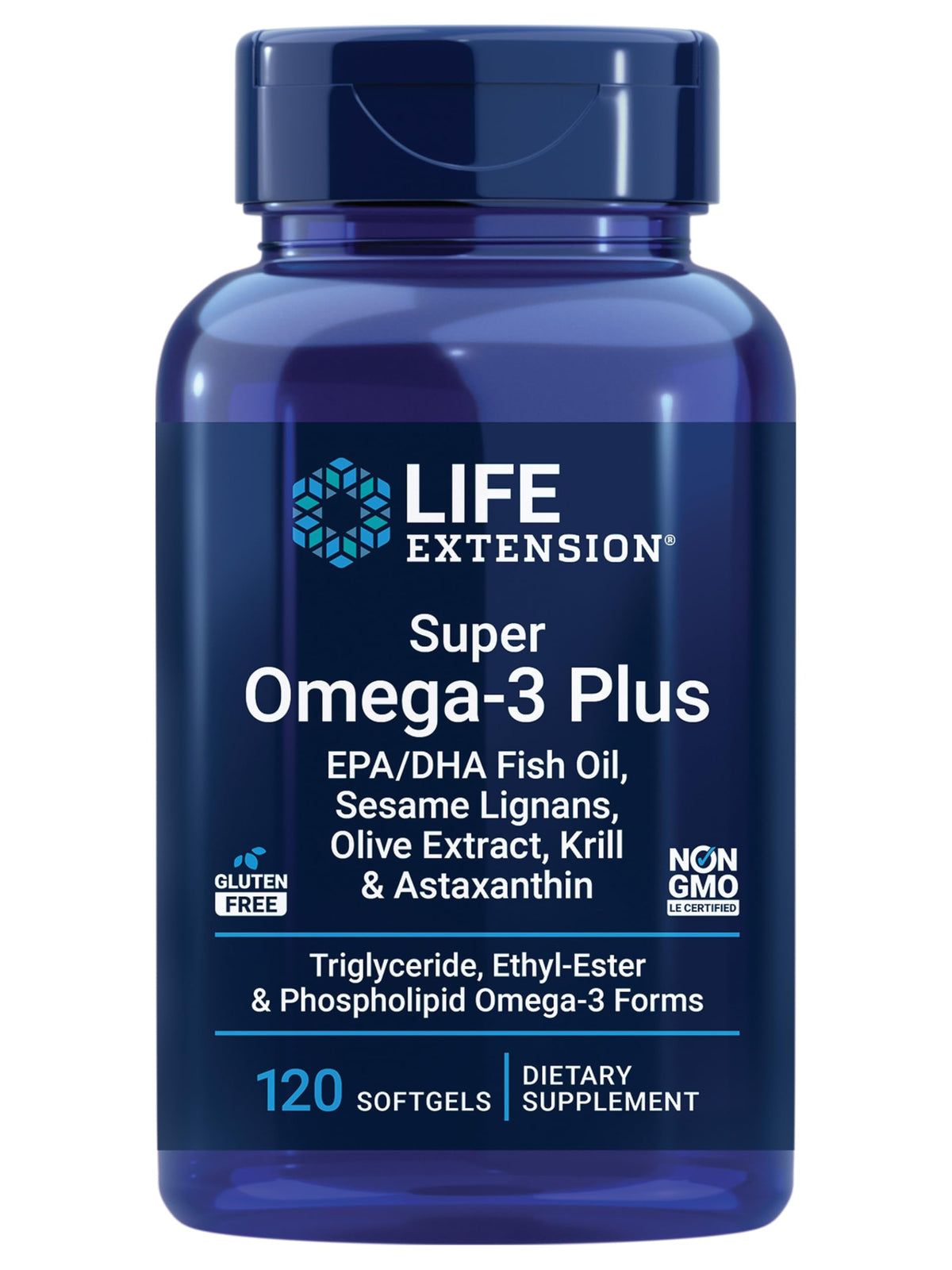 Life Extension Super Omega-3 Plus bottle front view for heart and brain support