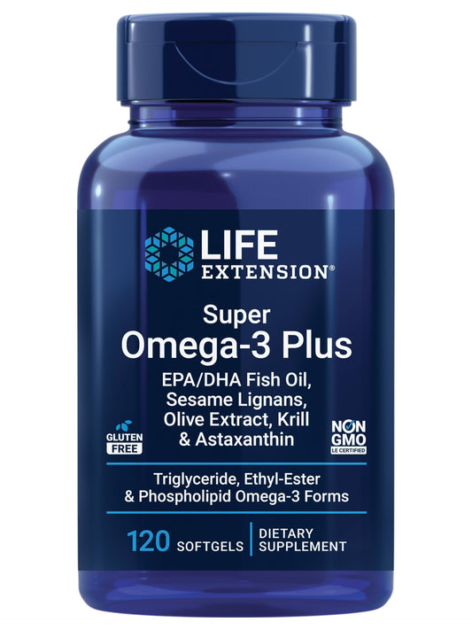 Life Extension Super Omega-3 Plus bottle front view for heart and brain support