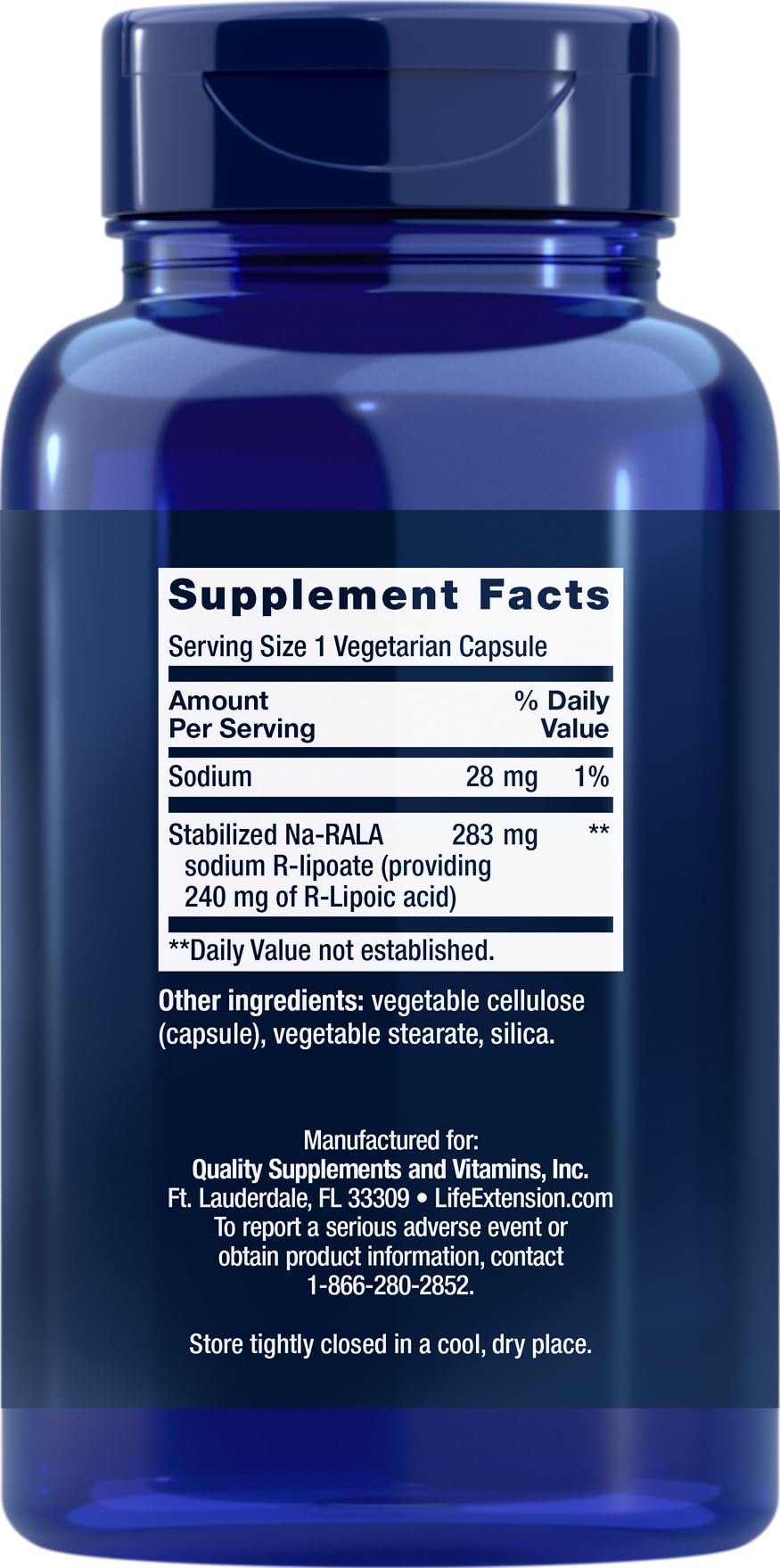 Life Extension Super R-Lipoic Acid capsules highlight the active R form for bioavailability.