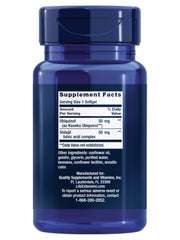 Life Extension Super Ubiquinol CoQ10 bottle back shows dosage and ingredients.