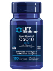 Life Extension Super Ubiquinol CoQ10 bottle front highlighting heart health support.