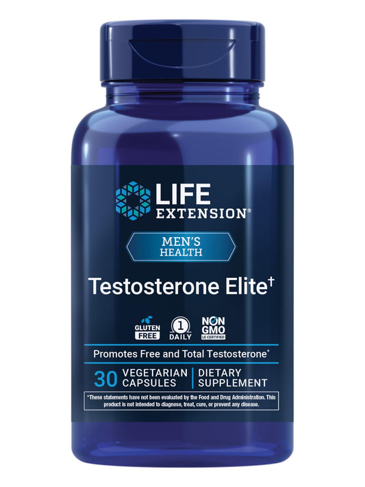 Life Extension Testosterone Elite bottle cap, signaling premium packaging and trust