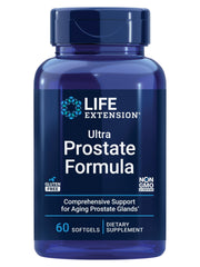 Life Extension Ultra Prostate Formula bottle close-up showing capsule texture for prostate health support
