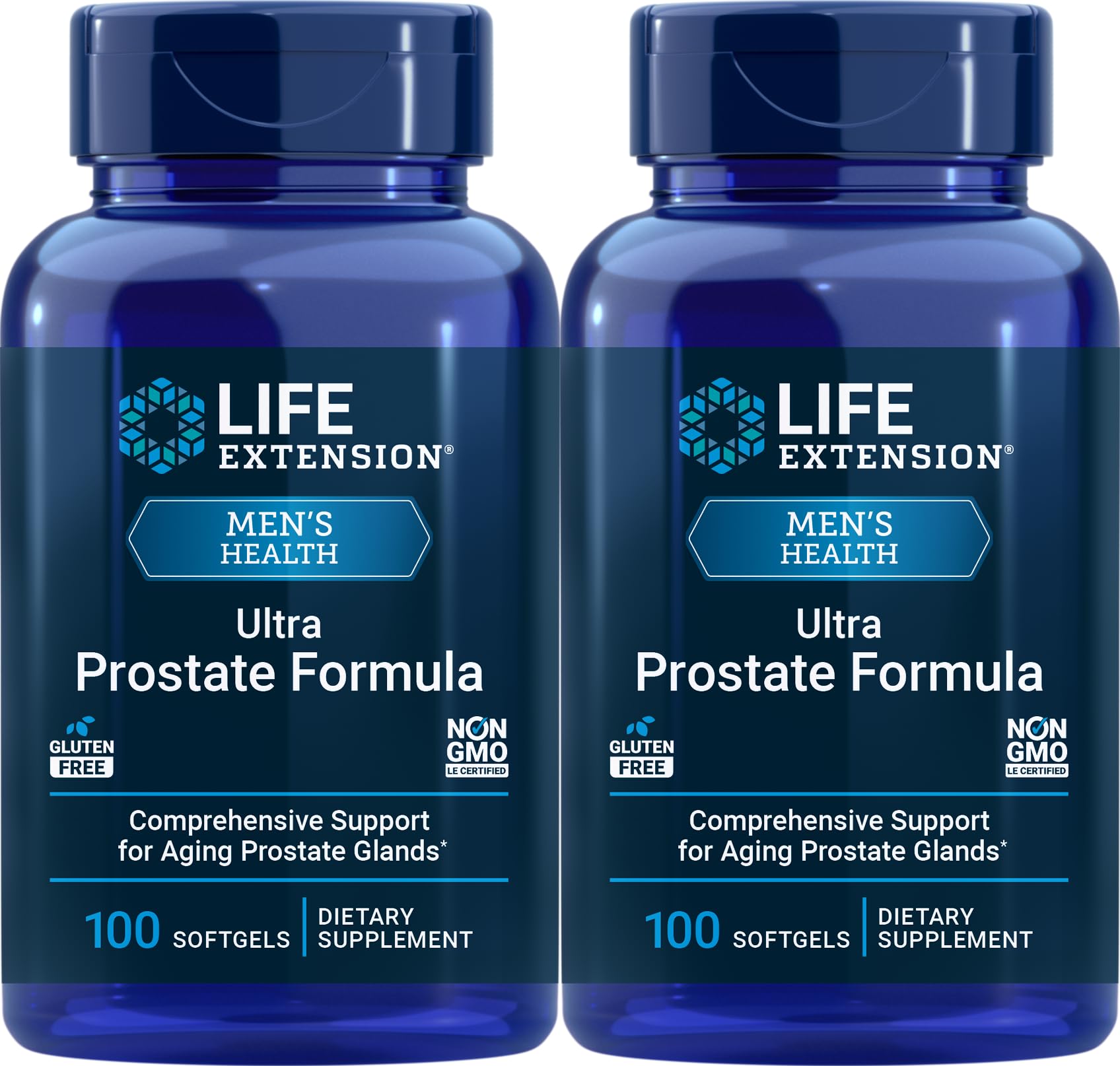 Life Extension Ultra Prostate Formula bottle top, signaling premium packaging for urinary comfort support.