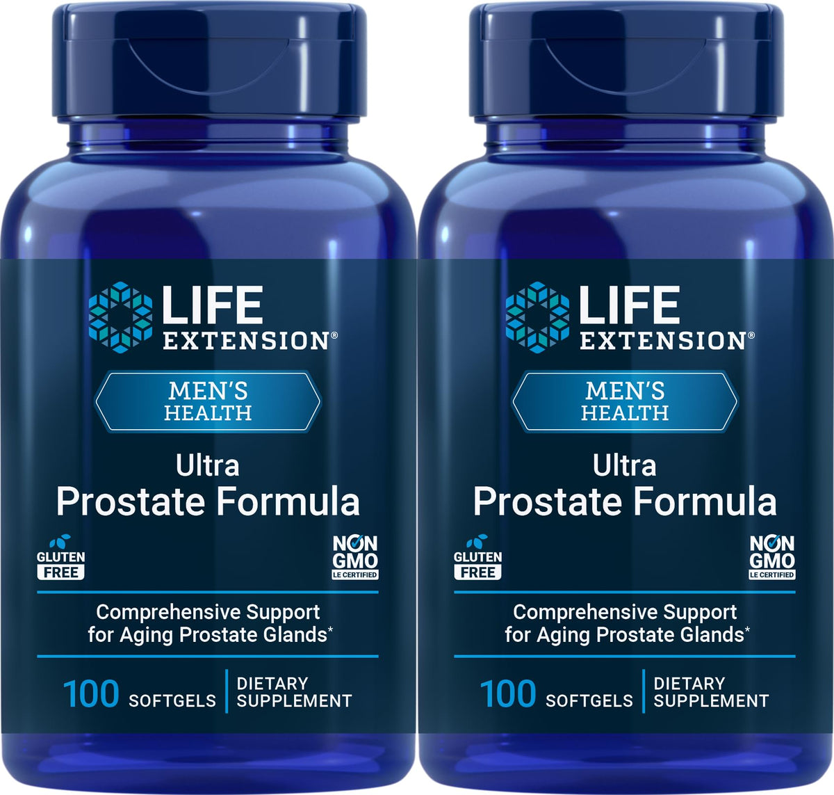 Life Extension Ultra Prostate Formula bottle top, signaling premium packaging for urinary comfort support.
