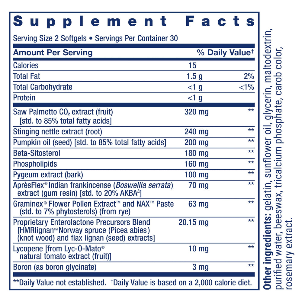 Life Extension Ultra Prostate Formula packaging highlighting gluten-free and non-GMO quality