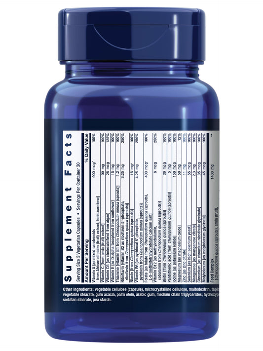 Life Extension Whole Food Multivitamin bottle nutrition label and ingredients visible