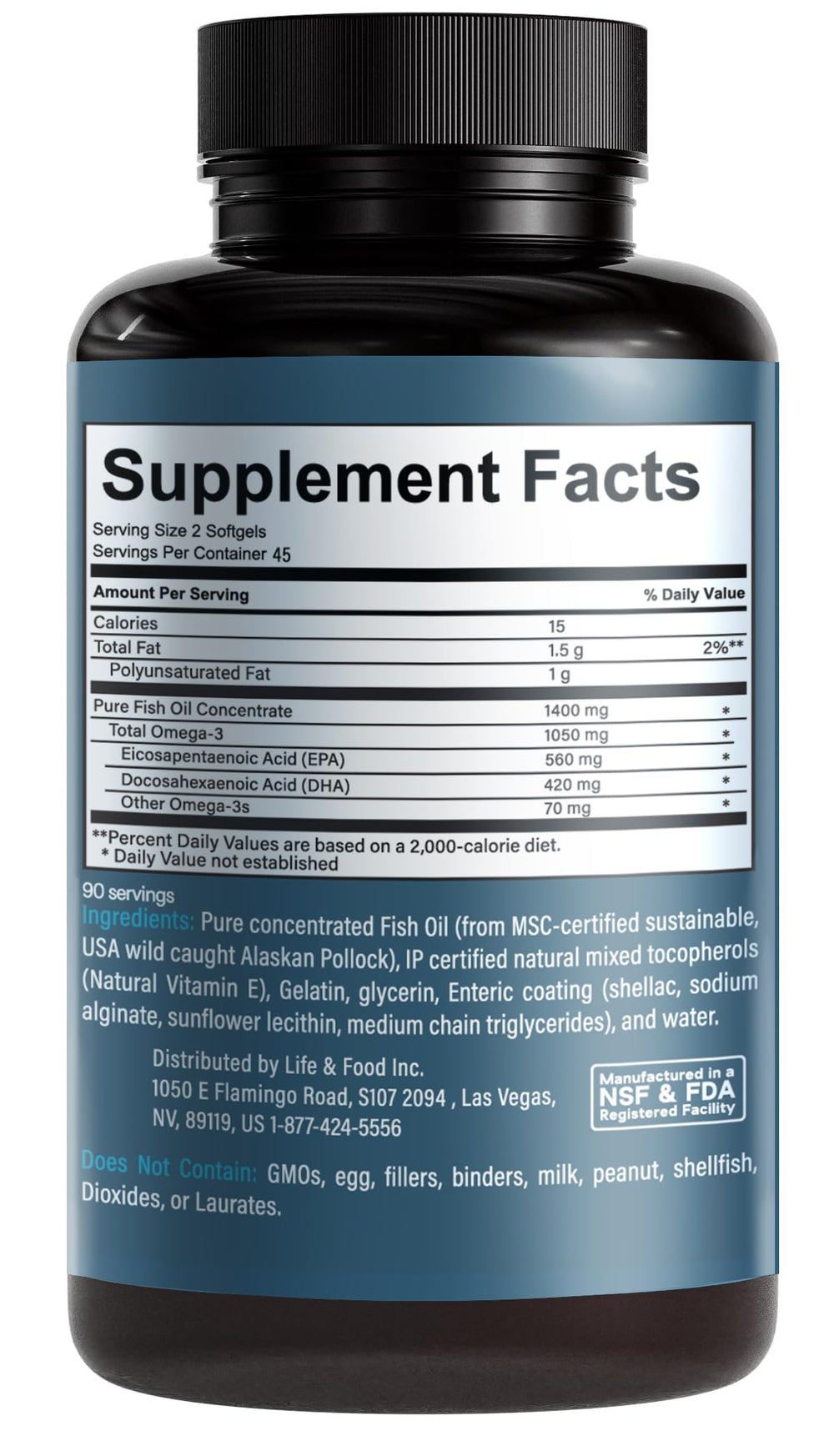 Life & Food Omega-3 Supreme third-party tested for quality and safety.