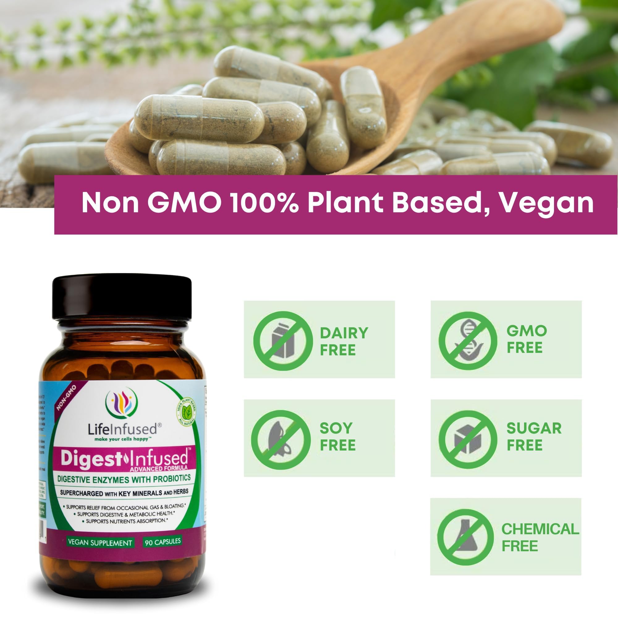 Life Infused 72 minerals and herbs section emphasizing mineral support